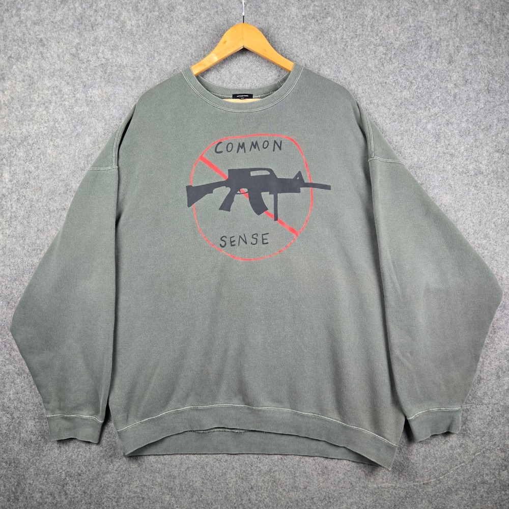 R13 Common Sense No Guns Sweatshirt Mens Medium Green Japanese Fabric Oversized